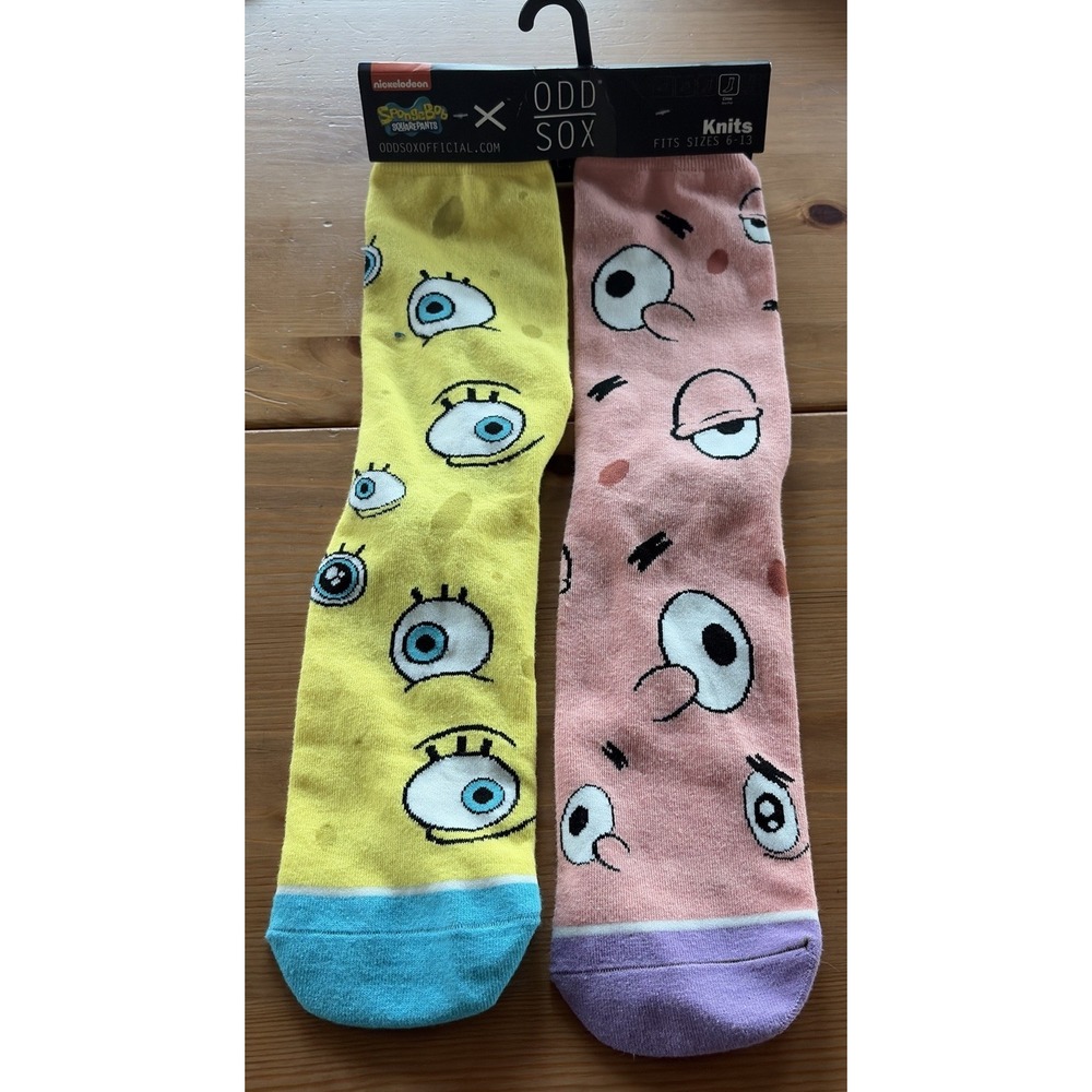 Odd Sox SpongeBob SquarePants Crew Socks Patrick Faces Novelty NWT